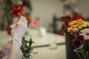 flower arranging class at Woodbury Wellness