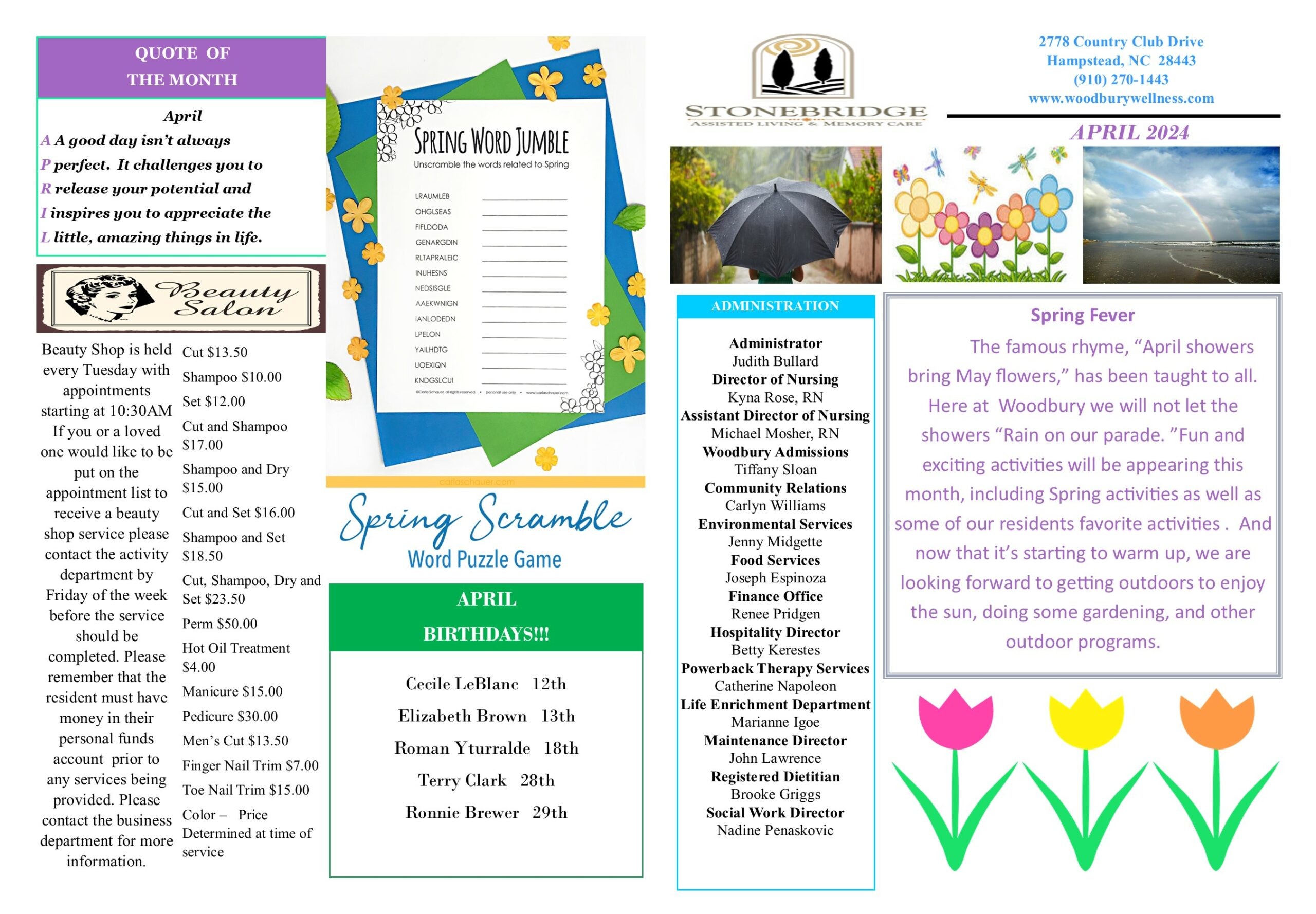 2024 April AL Newsletter | Woodbury Wellness